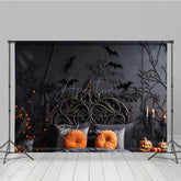 Aperturee Aperturee Spooky Halloween Headboard Photography Backdrop Gothic Bed with Black Branches and Bats Moody Bedroom Photo Prop